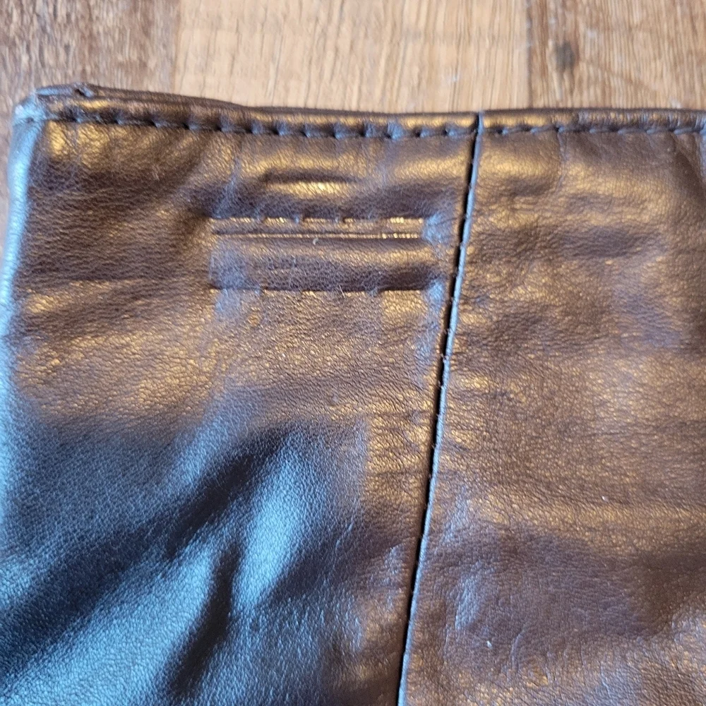 Vintage Genuine Brown Leather Midi Length Pencil Skirt